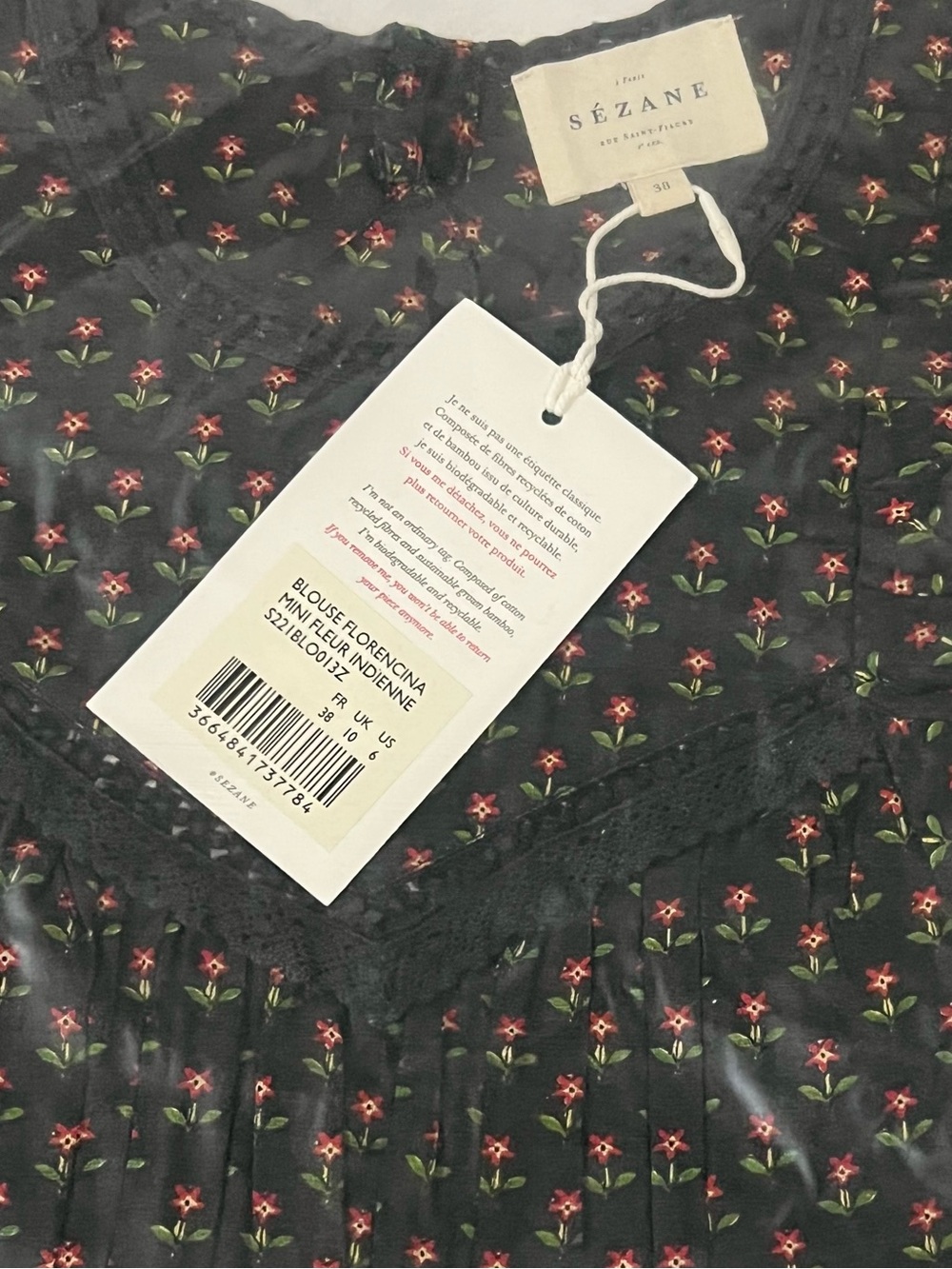 Sézane Blouse Florencina Mini Fleur Indienne - Picture 5 of 7